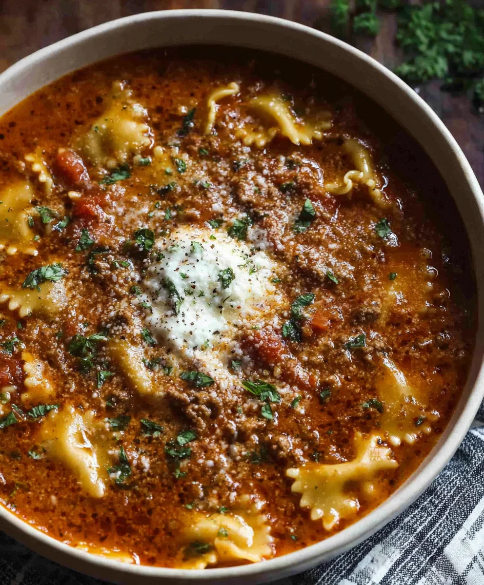Mouthwatering One Pot Lasagna Soup - Easy Beef Recipe
