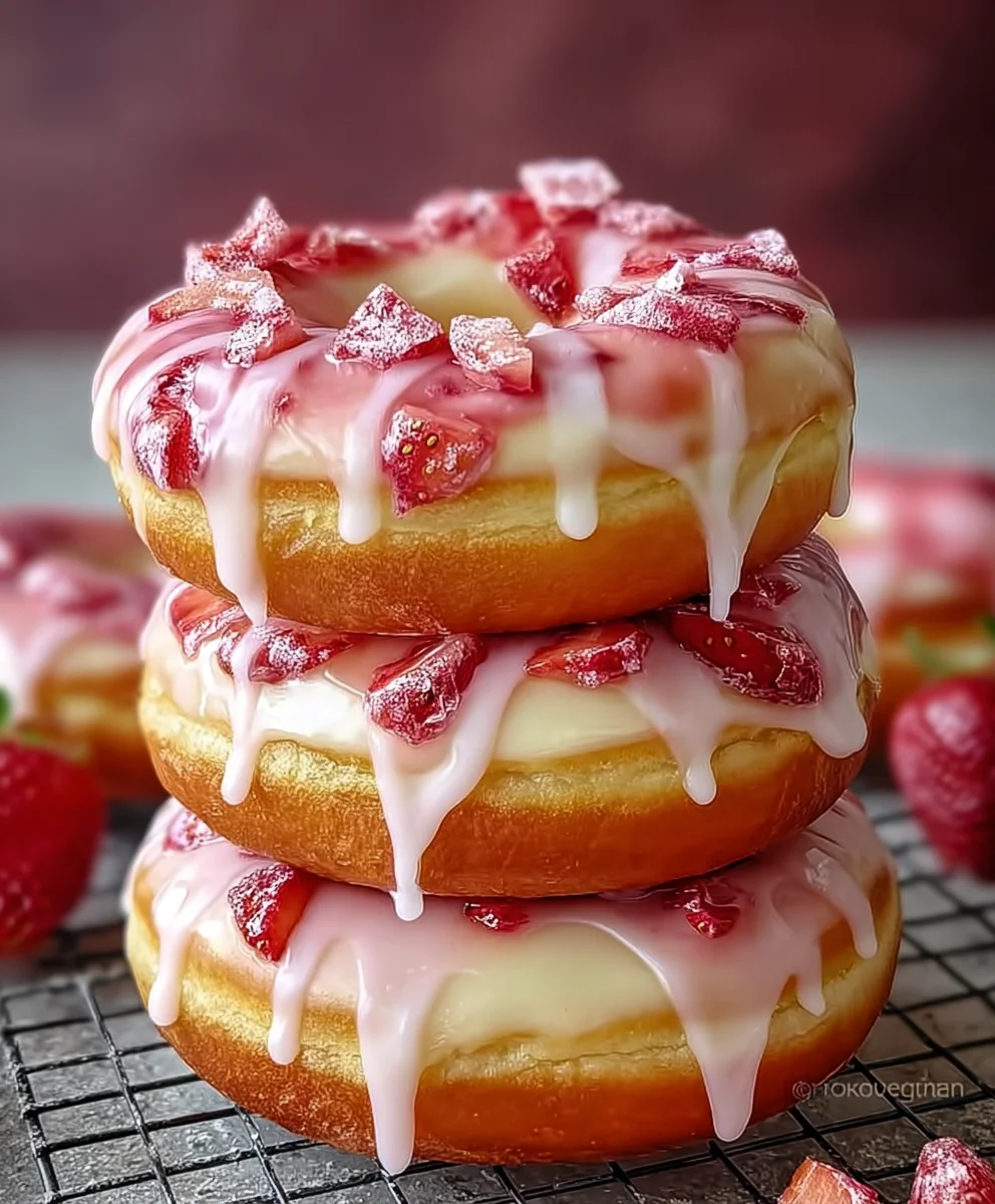 White Chocolate Strawberry Cream Donuts-Delicious Treat