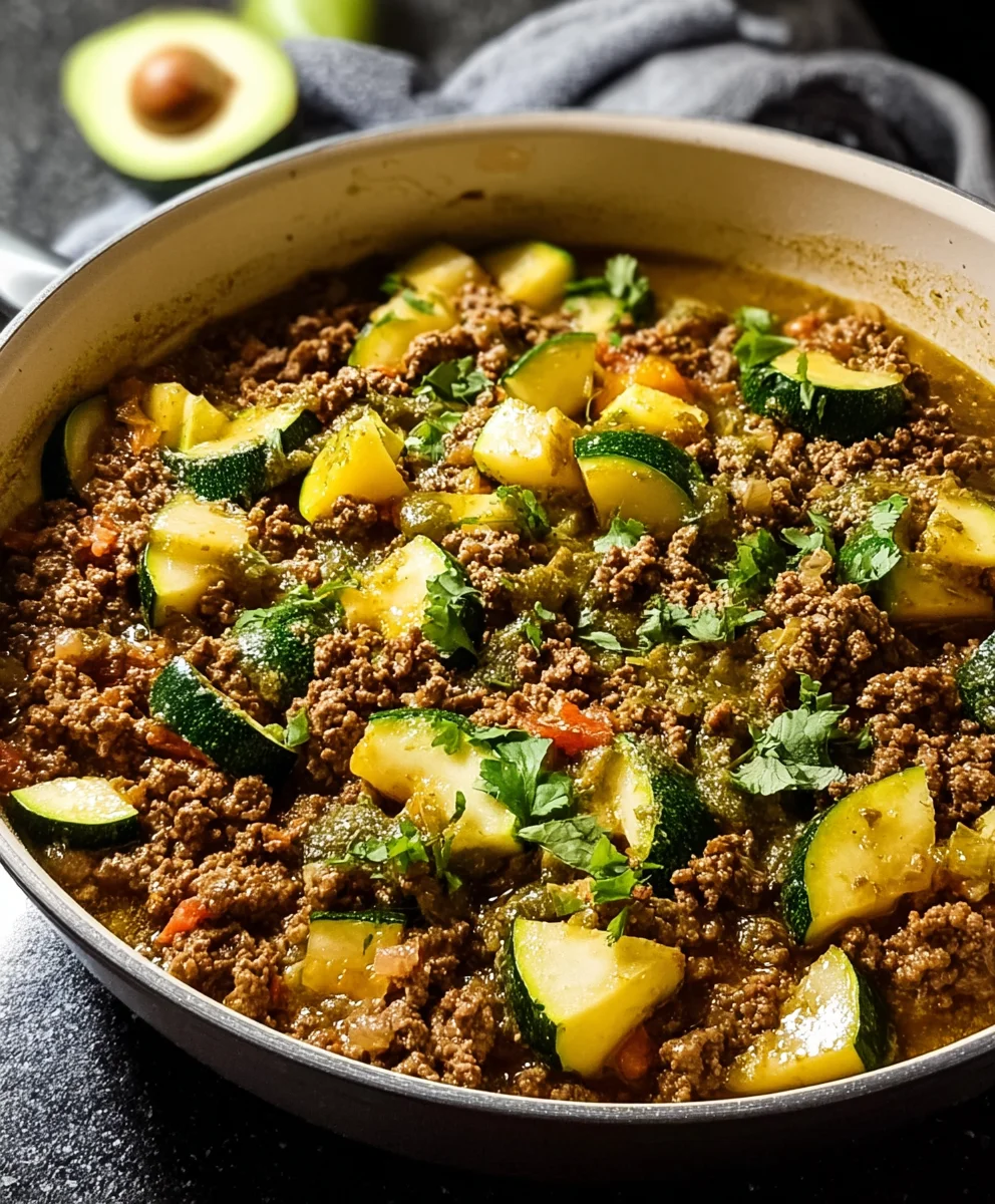 Calabacitas Con Carne Molida Salsa Verde-Easy Beef Recipe
