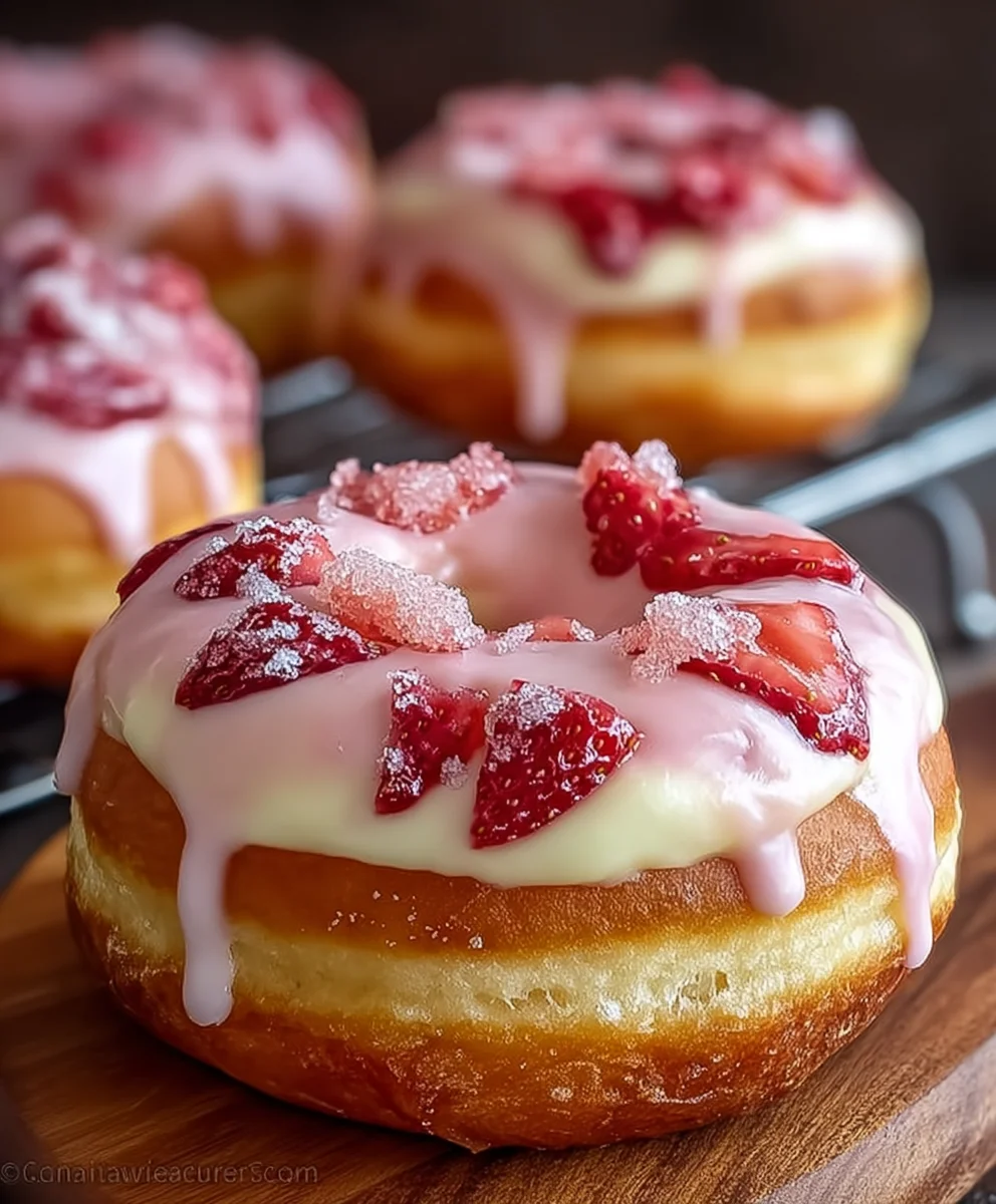 White Chocolate Strawberry Cream Donuts-Delicious Treat