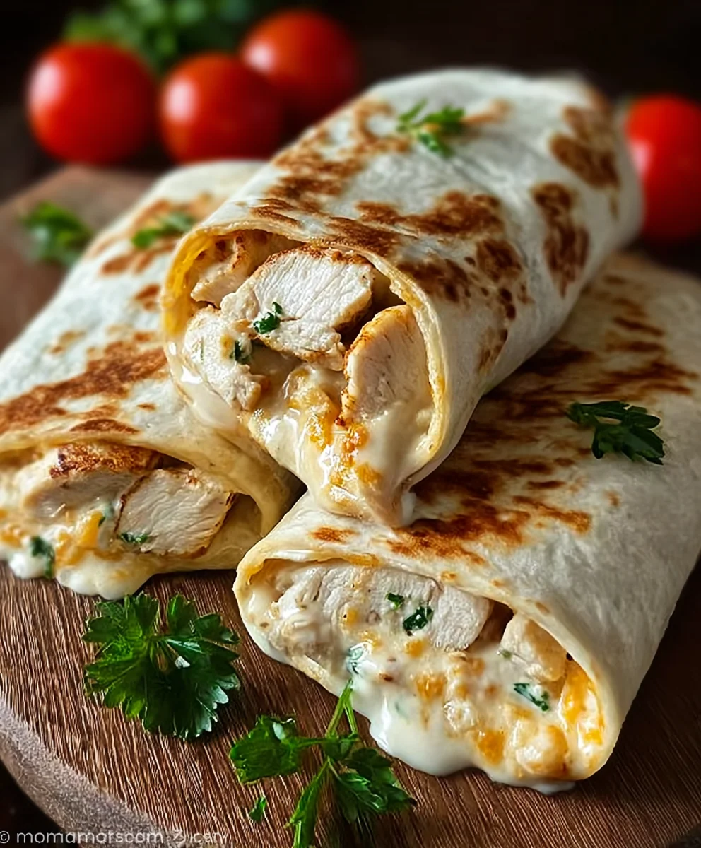 Cheesy Garlic Chicken Wraps- Easy & Delicious