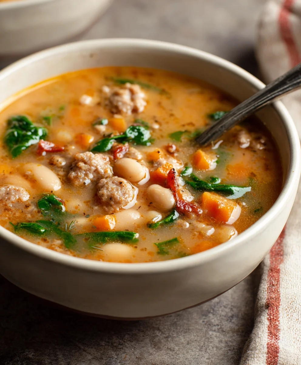 Hearty Italian Beef Sausage White Bean Soup Recipe