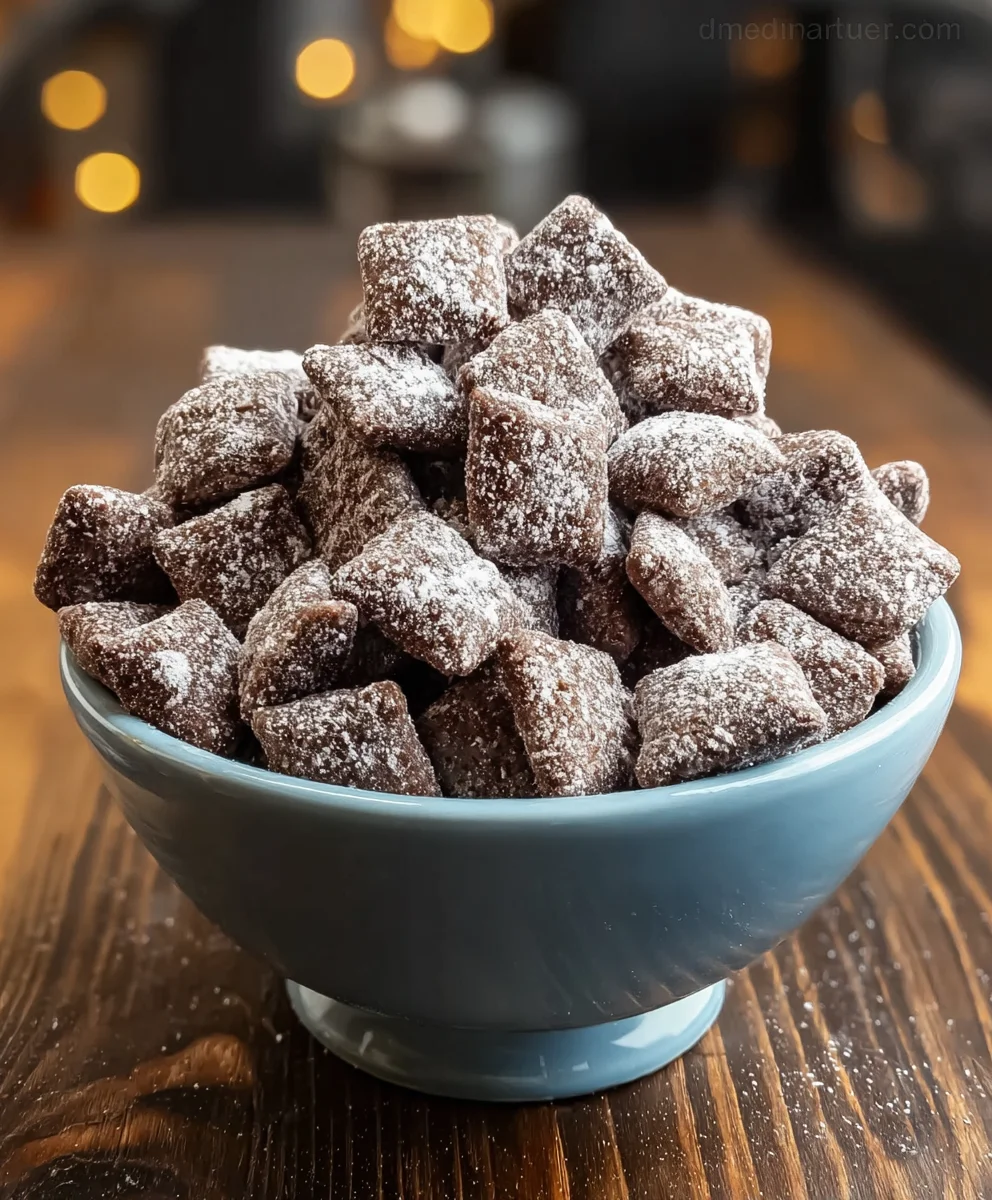 Fudgy Brownie Puppy Chow-Easy No-Bake Treat