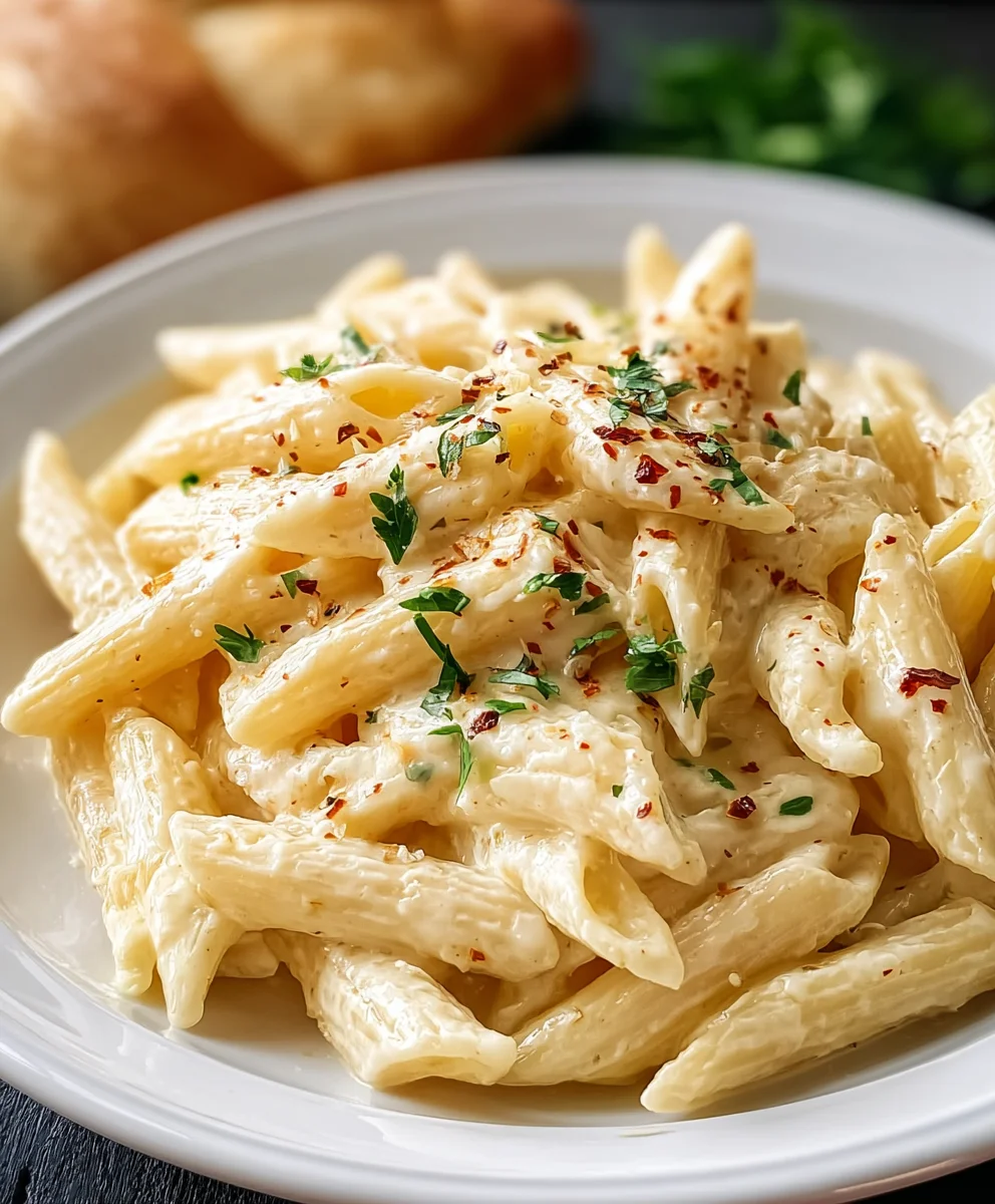 Easy Creamy Garlic Penne Pasta Recipe