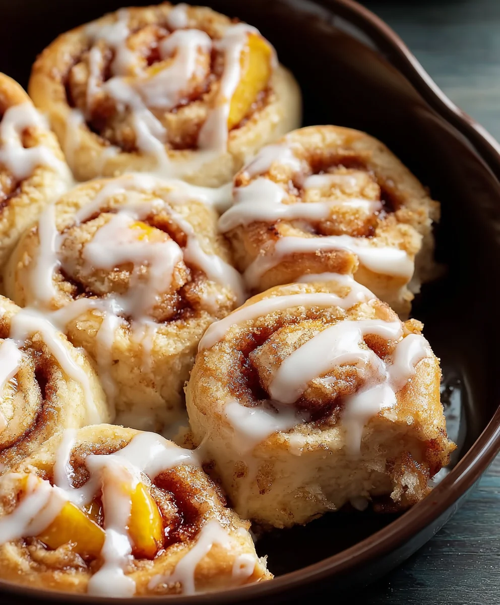 Peach Cobbler Cinnamon Rolls - Sweet Summer Dessert