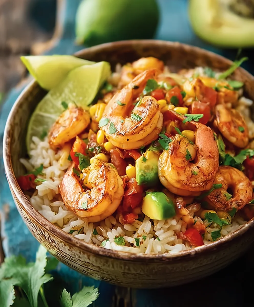 Fiesta Shrimp Rice Bowl- Quick & Easy Flavor Fest