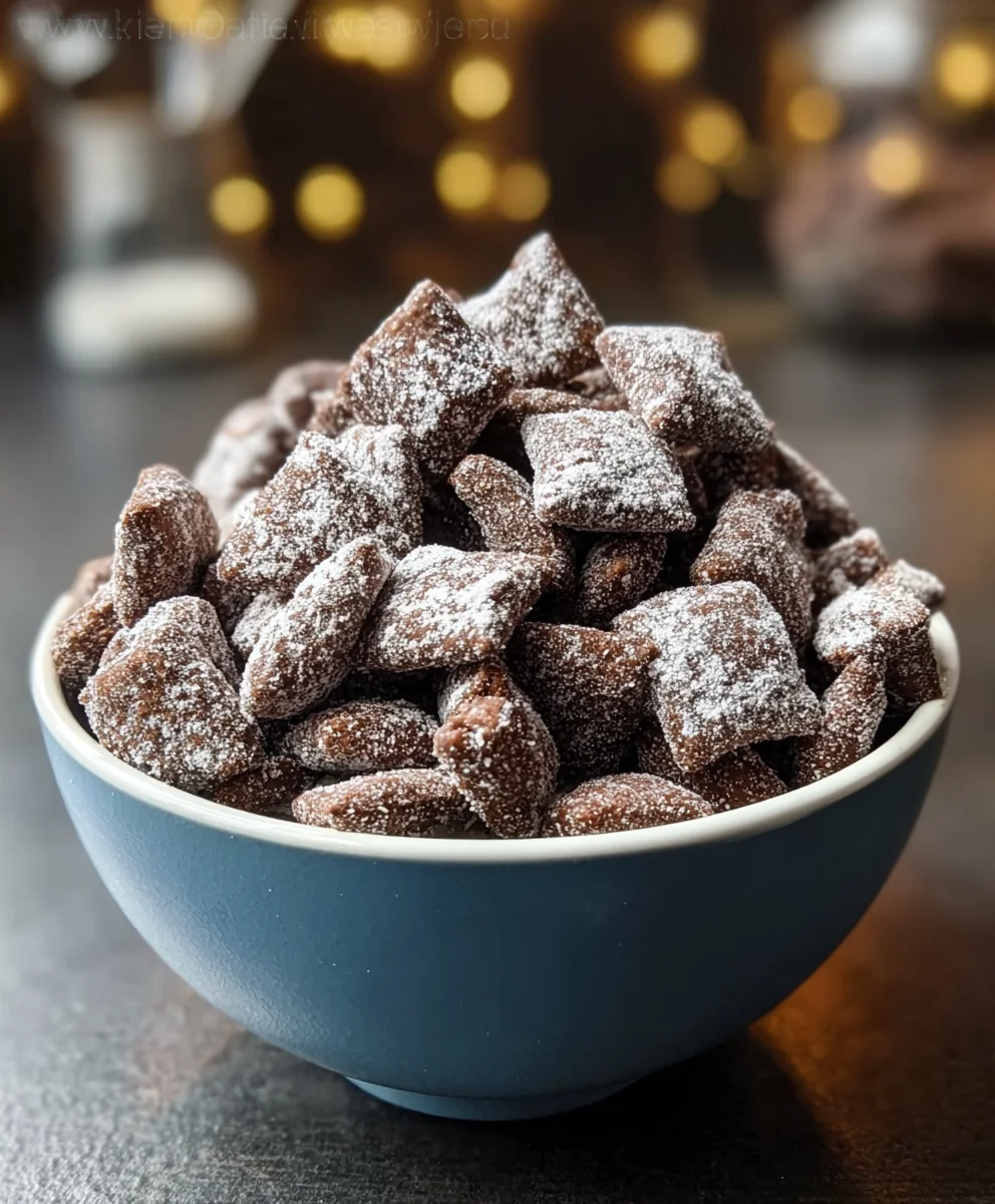 Fudgy Brownie Puppy Chow-Easy No-Bake Treat