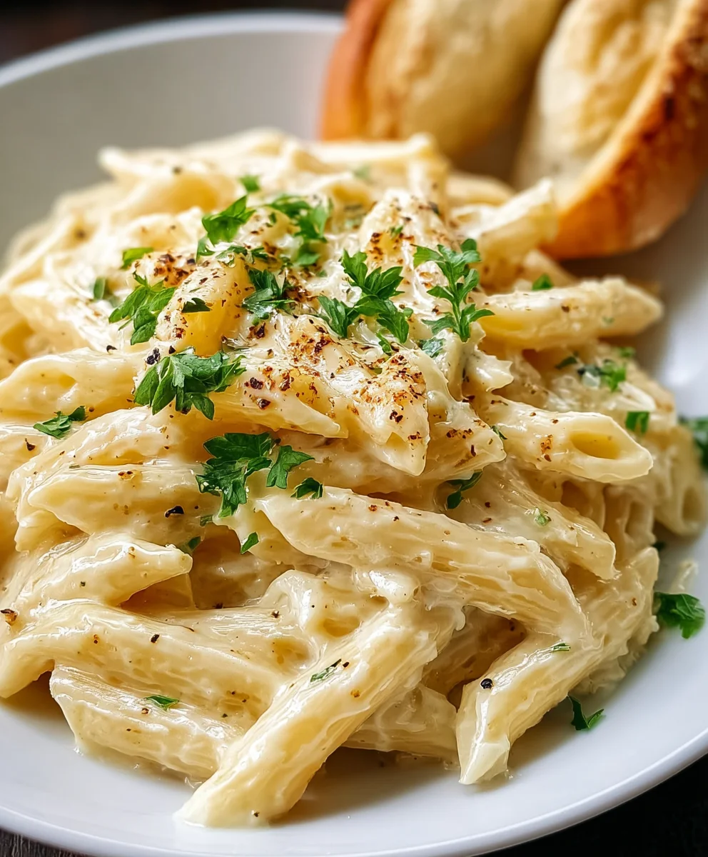Easy Creamy Garlic Penne Pasta Recipe