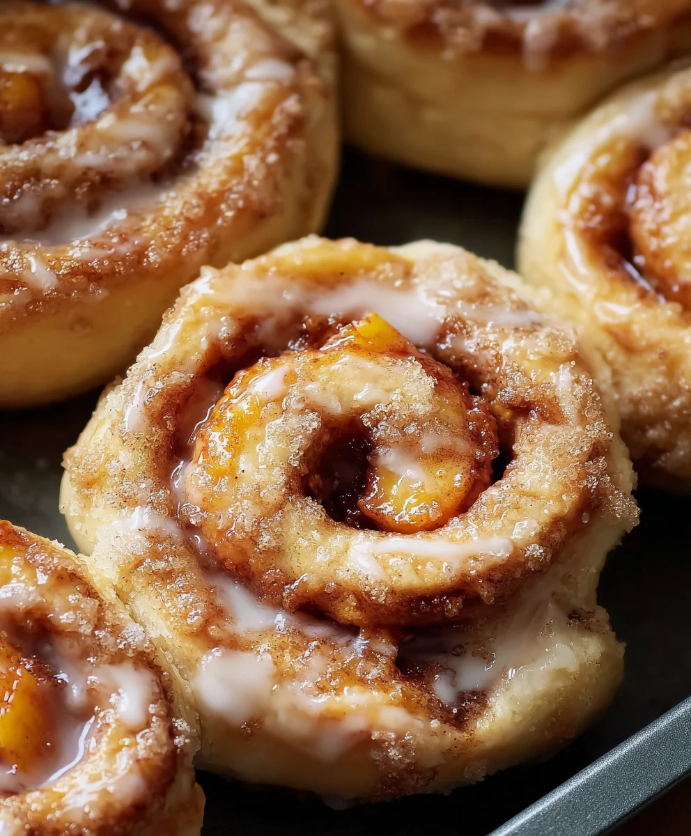 Peach Cobbler Cinnamon Rolls - Sweet Summer Dessert