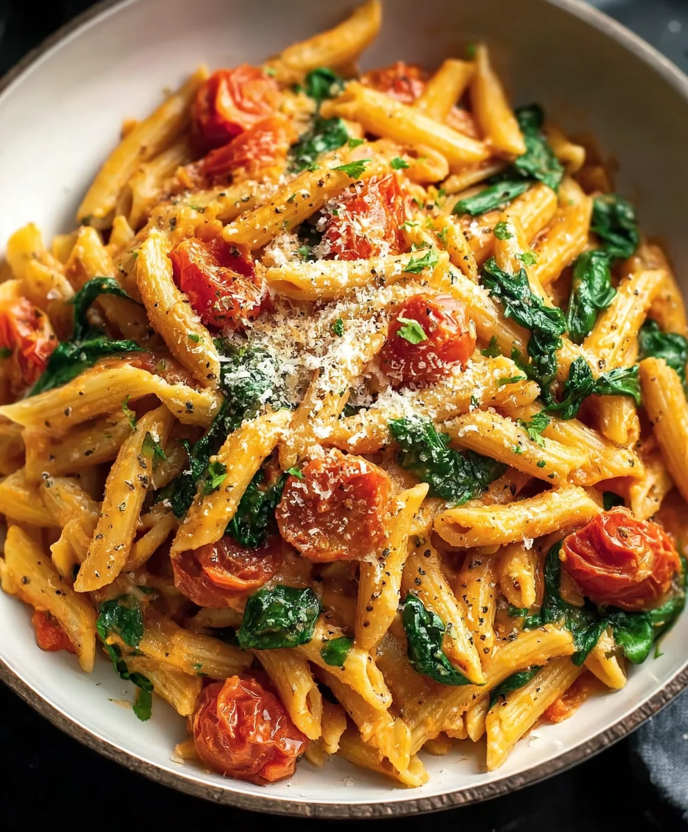 Creamy Tomato Spinach Pasta - Quick & Easy Dinner