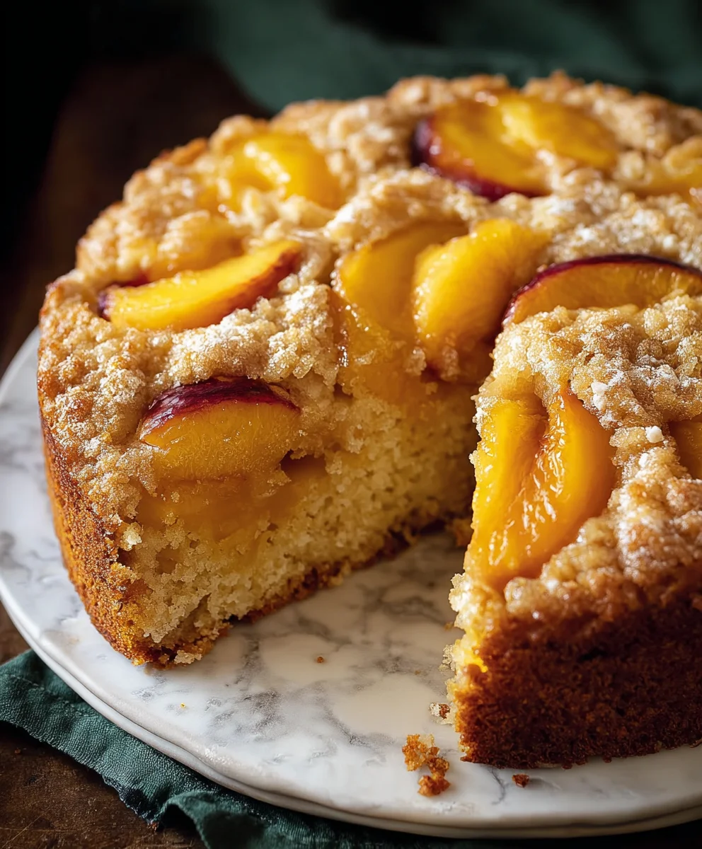 Vegan Peach Coffee Cake - Deliciously Moist & Easy