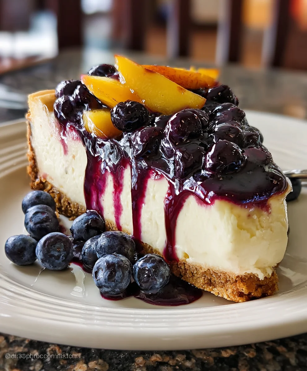 Peach Blueberry Cheesecake - Decadent Summer Dessert