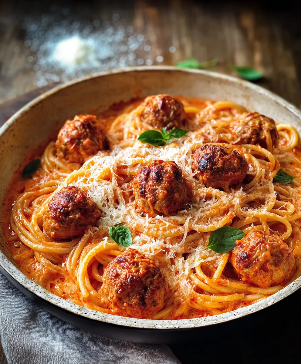 Creamy Beef Meatball Spaghetti Recipe