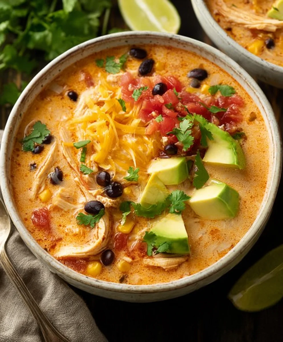 Easy Creamy Chicken Tortilla Soup-Comfort Food