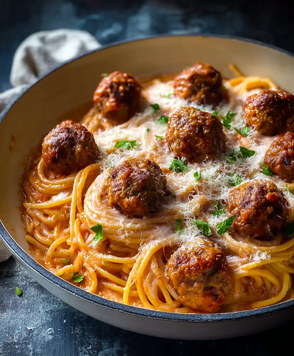 Creamy Beef Meatball Spaghetti Recipe