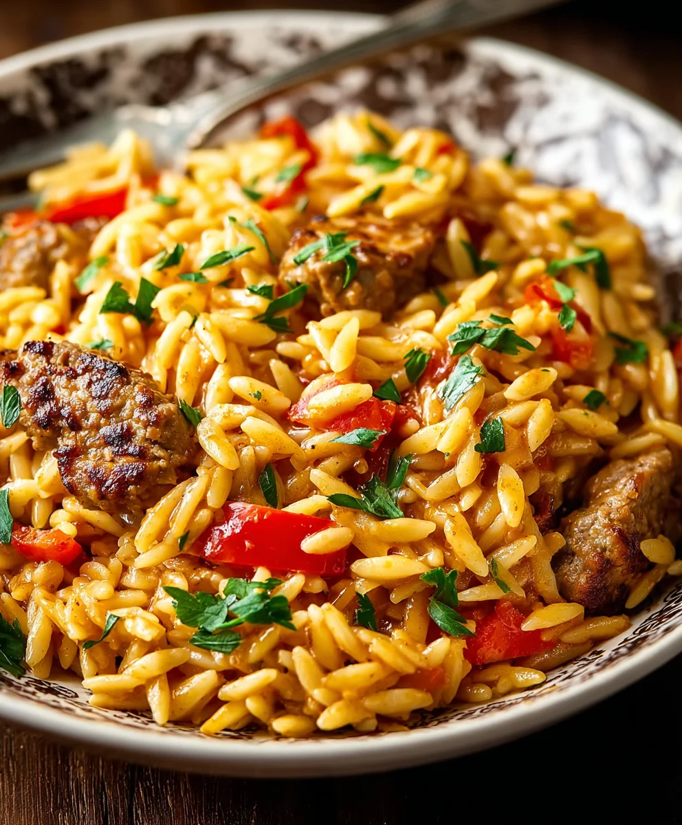 Spicy Cajun Orzo- Easy Beef & Veggie One-Pot Meal