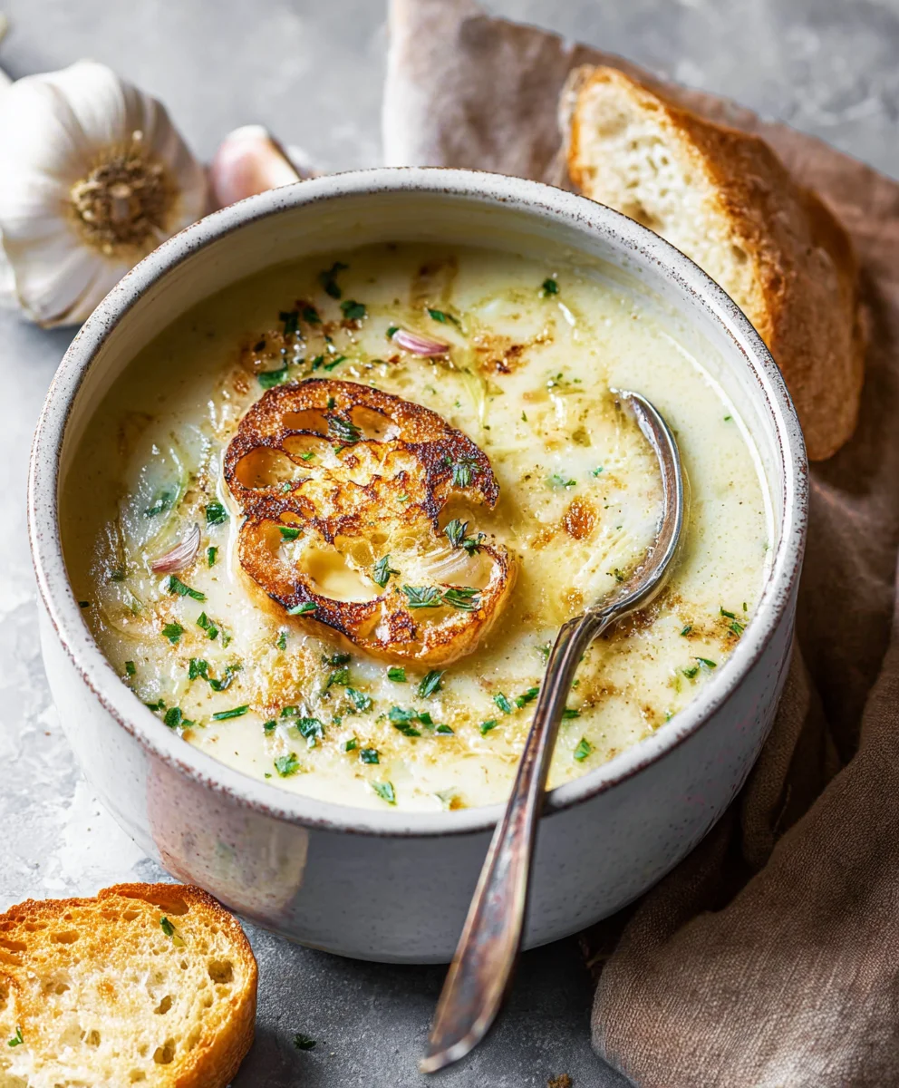 Authentic French Garlic Soup - Easy Savory Beef Broth Recipe