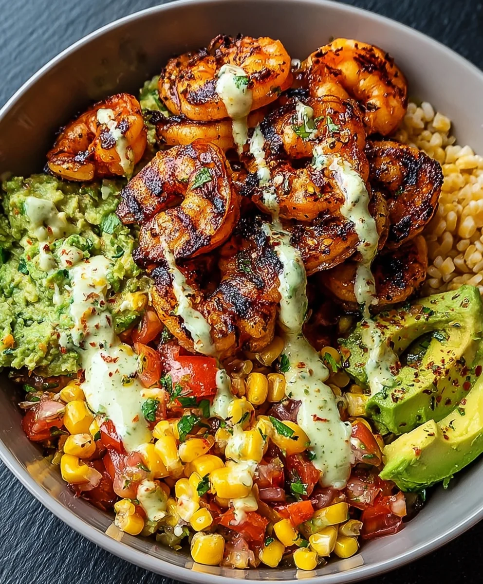 Grilled Shrimp Bowl Recipe - Avocado Corn Salsa