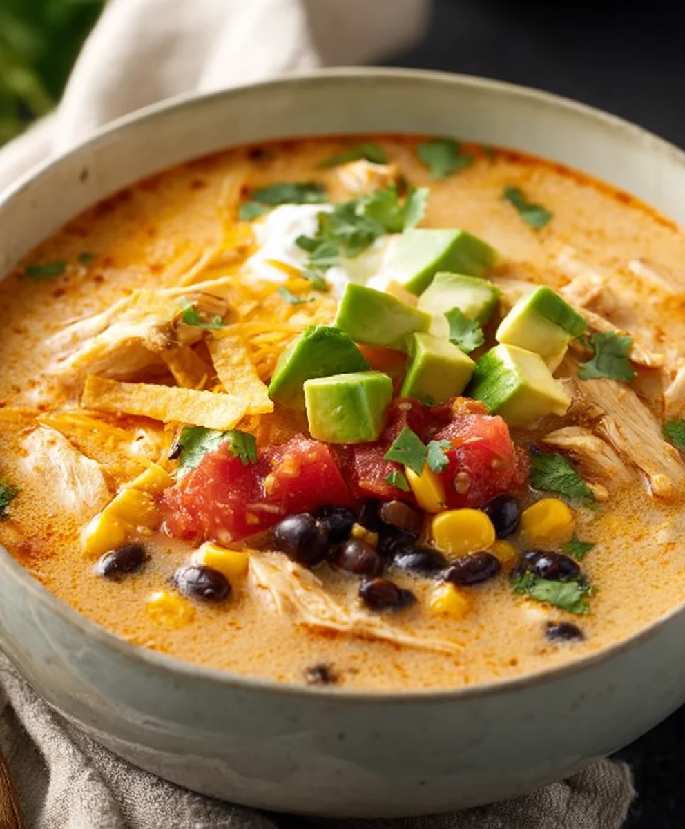 Easy Creamy Chicken Tortilla Soup-Comfort Food