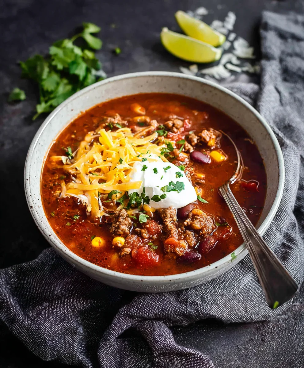Easy Taco Soup Recipe - Hearty Beef & Bean Comfort Food