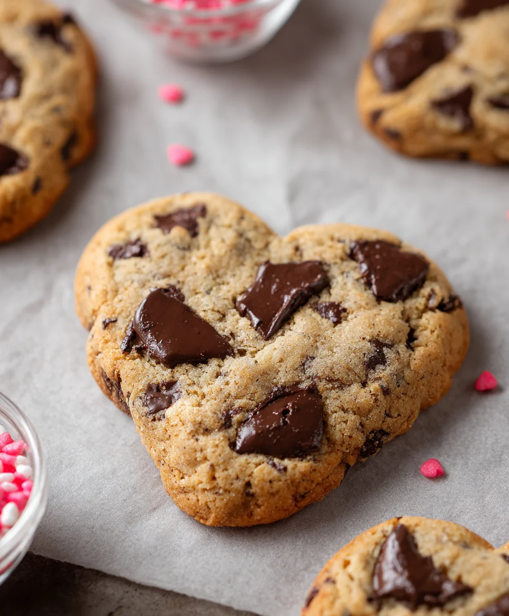Heart-Shaped Chocolate Chip Cookies - Delicious Treats