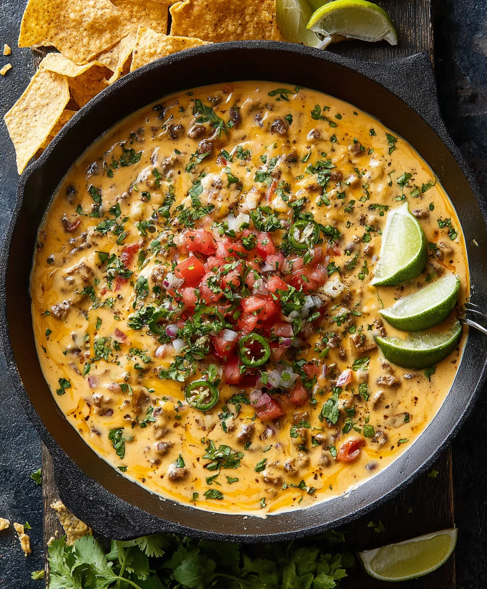 Best Cowboy Queso Dip Recipe-Easy Cheesy Beef Dip