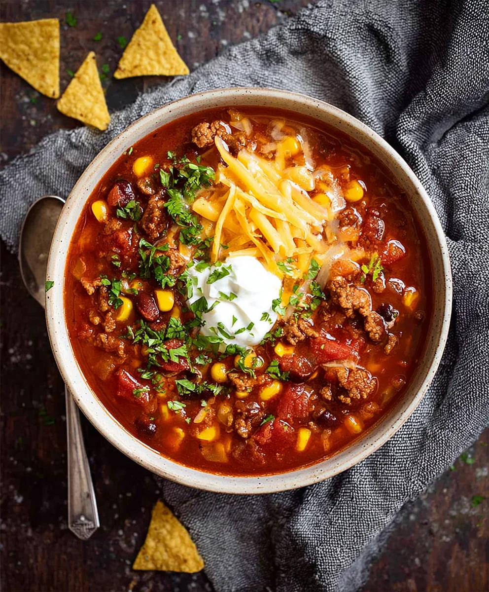 Easy Taco Soup Recipe - Hearty Beef & Bean Comfort Food