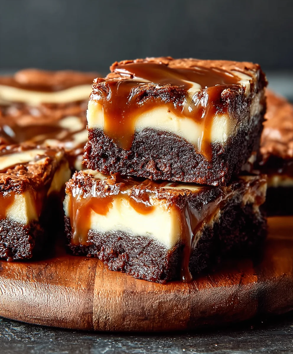 Caramel Nutella Cheesecake Brownie Bliss