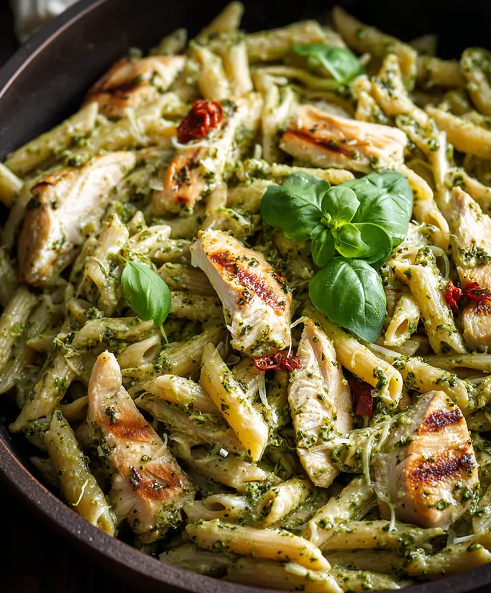 Creamy Chicken Pesto Pasta Recipe- Easy Dinner Idea
