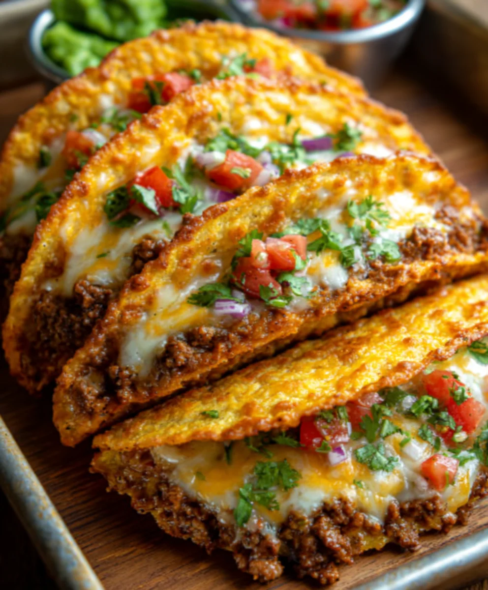 Crispy Oven Baked Beef Tacos - Cheesy Loaded Delight