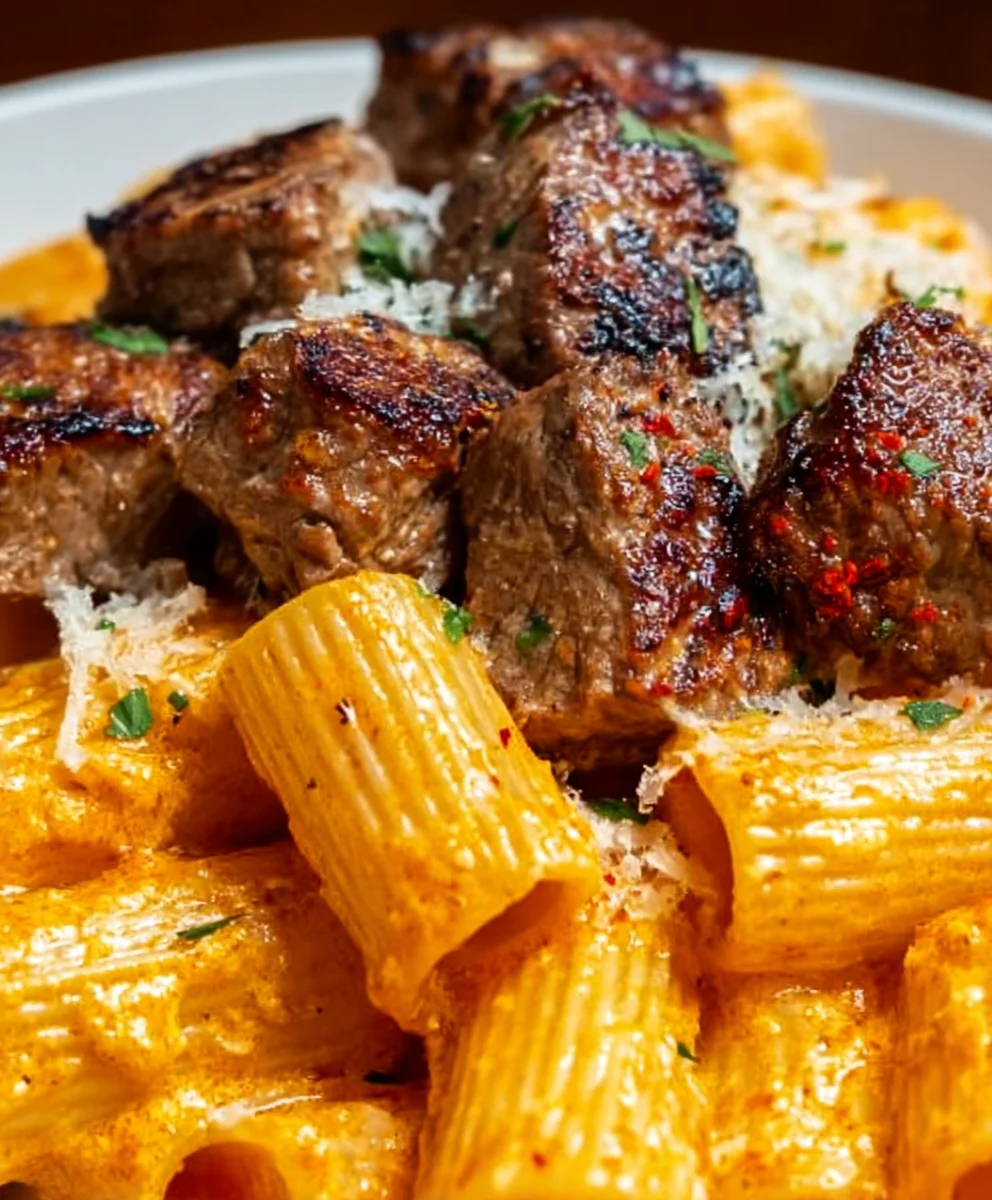 Cajun Steak Tips Rigatoni Parmesan Cheese