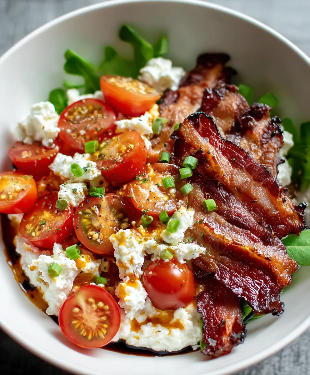 Easy BLT Cottage Cheese Bowl-Low Carb Lunch