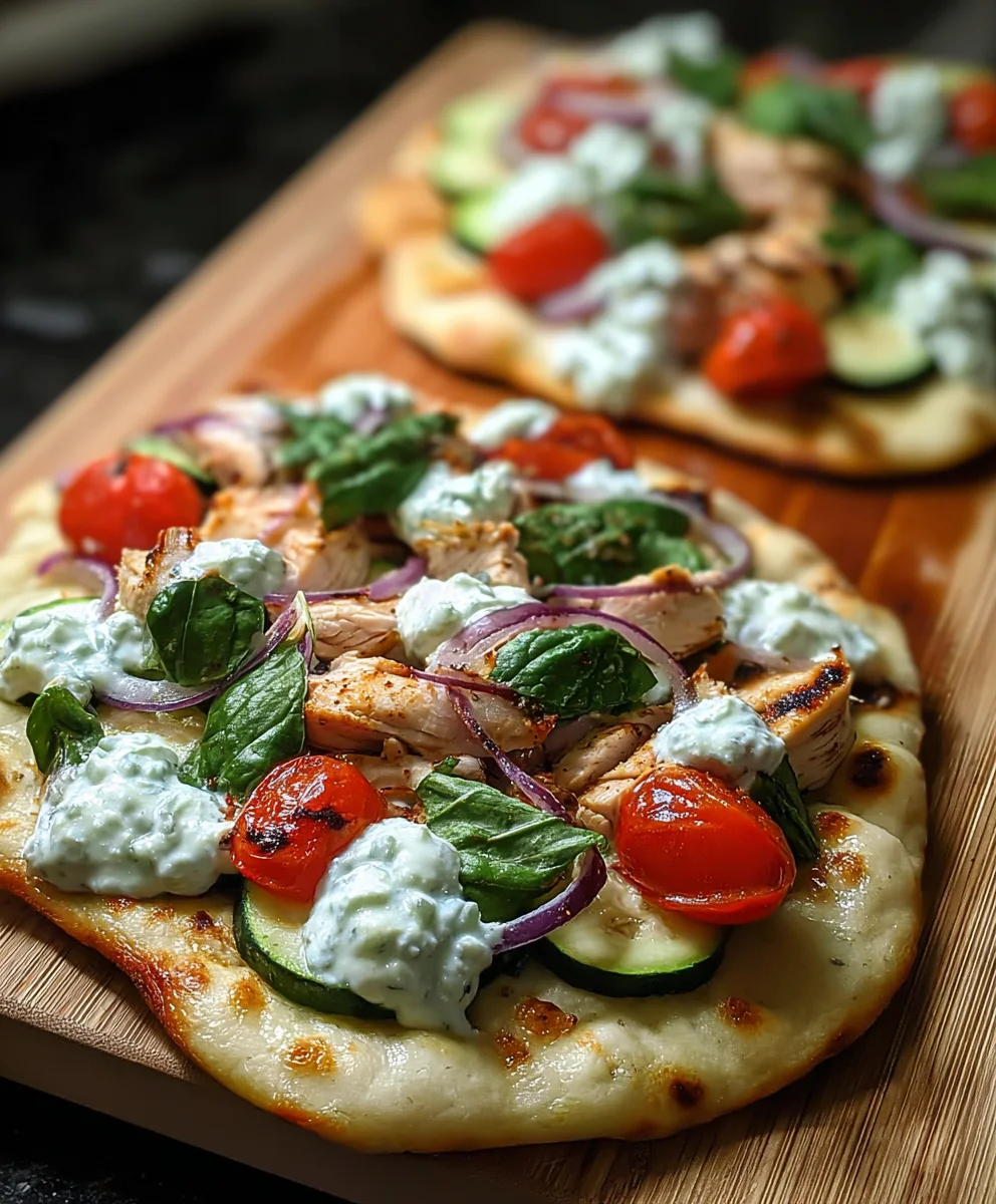 Tzatziki Chicken Naan Pizza-Healthy Quick Dinner