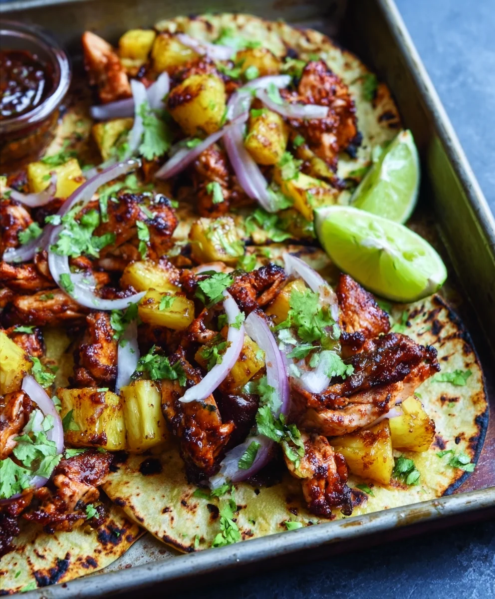 Easy One Pan Chicken Pineapple Tacos Recipe