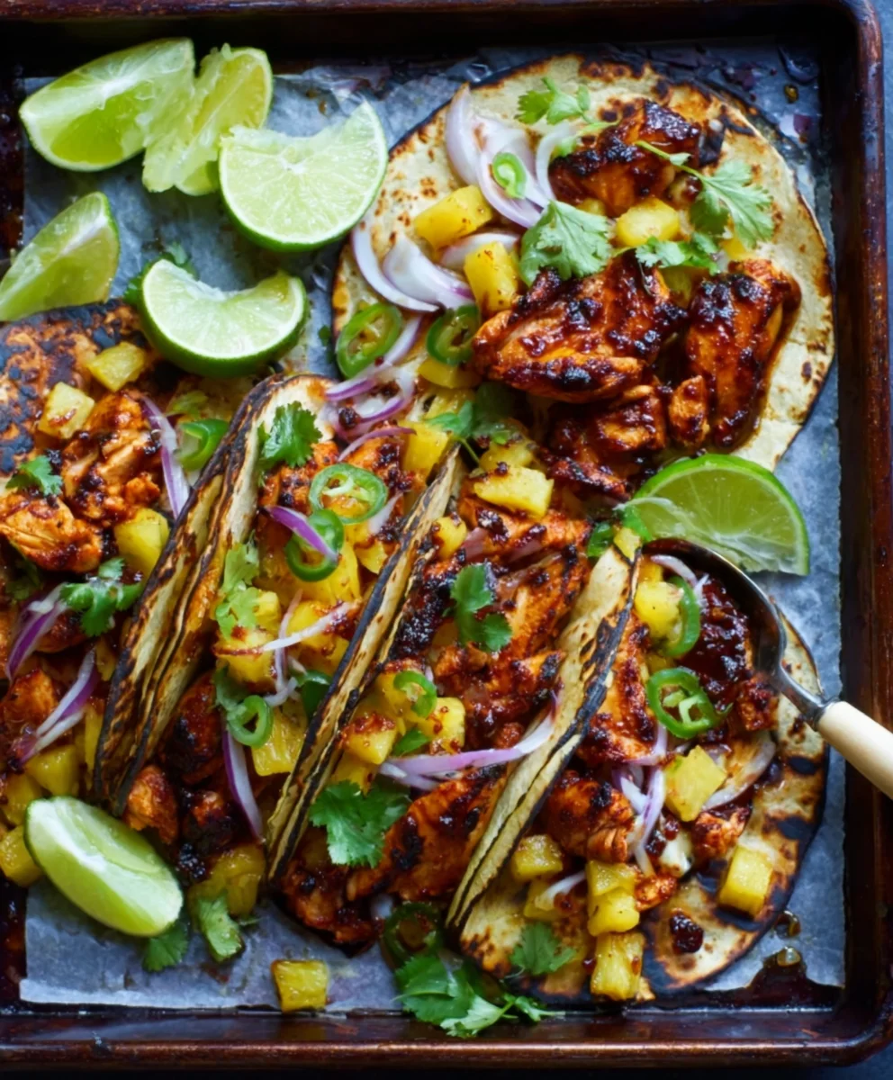 Easy One Pan Chicken Pineapple Tacos Recipe