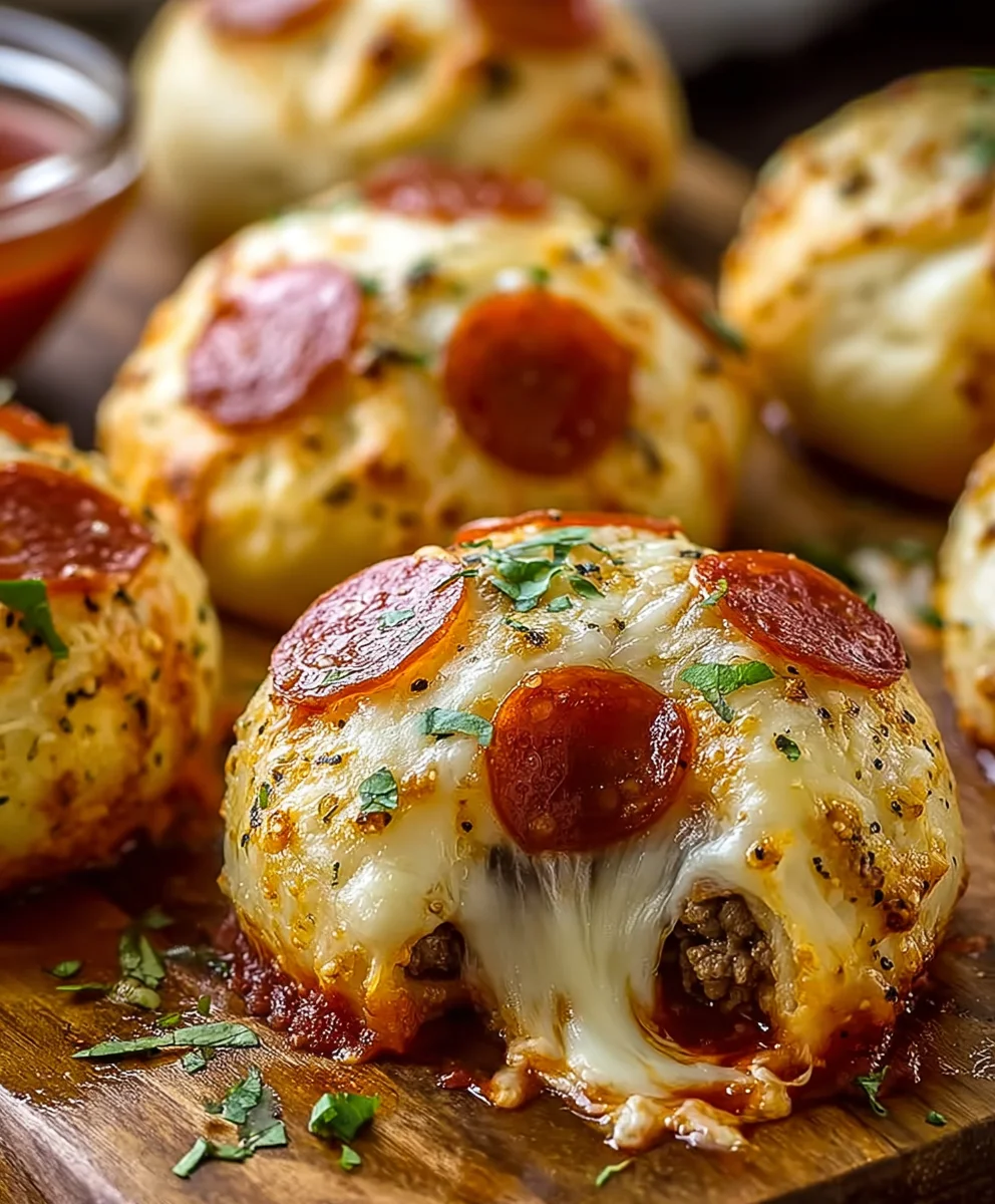 Cheesy Beef Beef Pepperoni Pizza Bombs - Easy Recipe