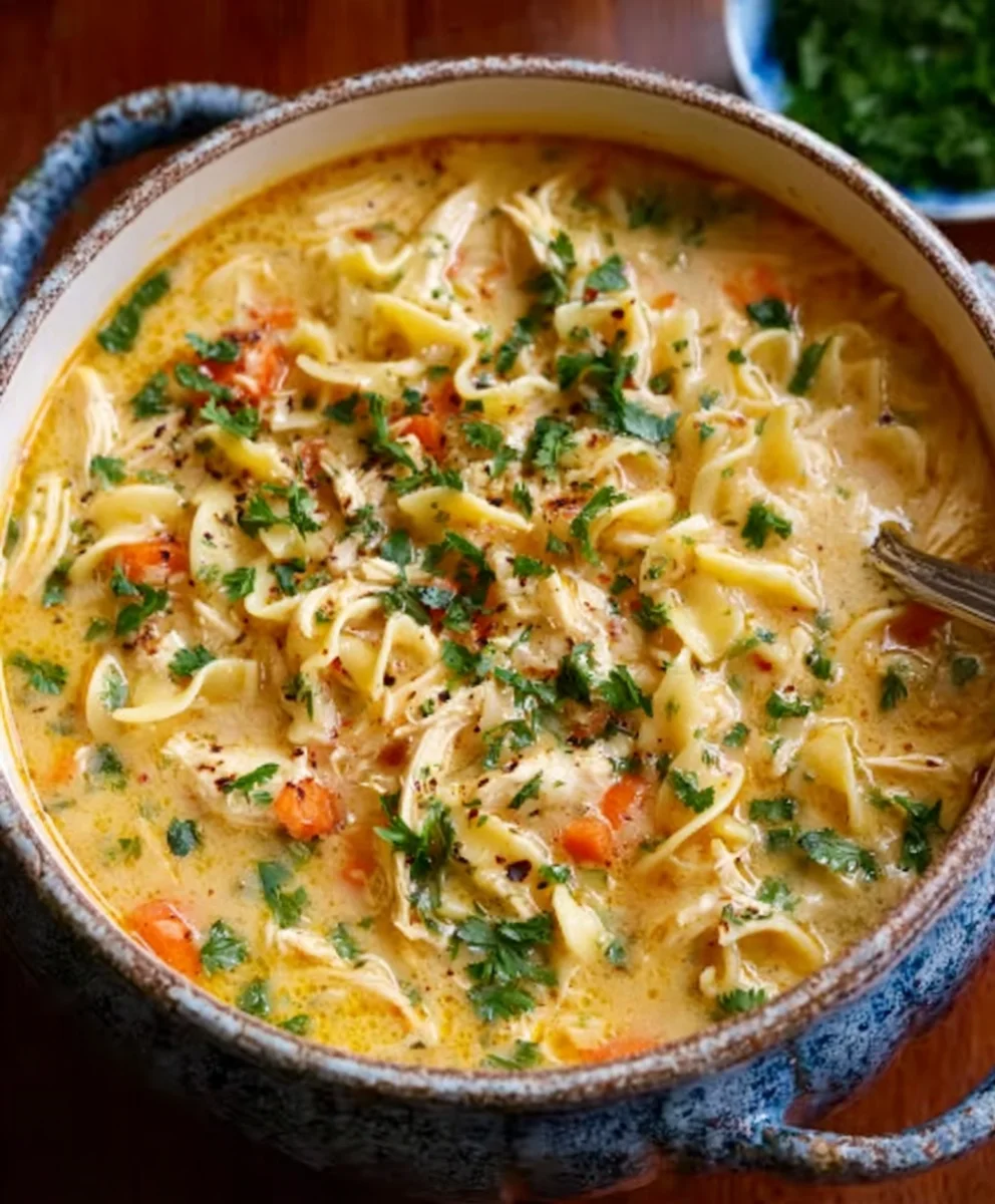 Crack Chicken Noodle Soup-Easy & Creamy Comfort Food