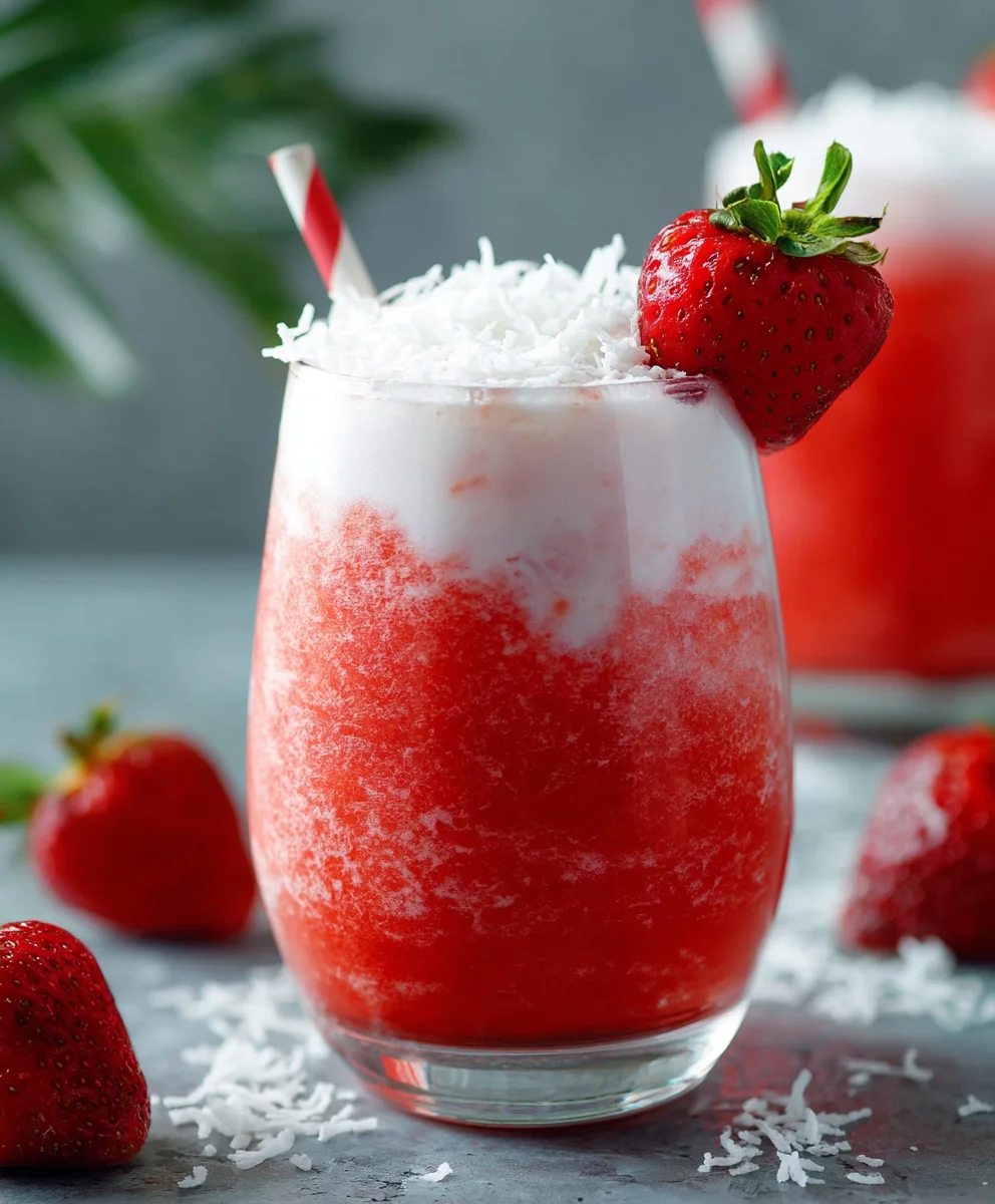Strawberry Coconut Daiquiri Mocktail Recipe- Refreshing Summer Drink