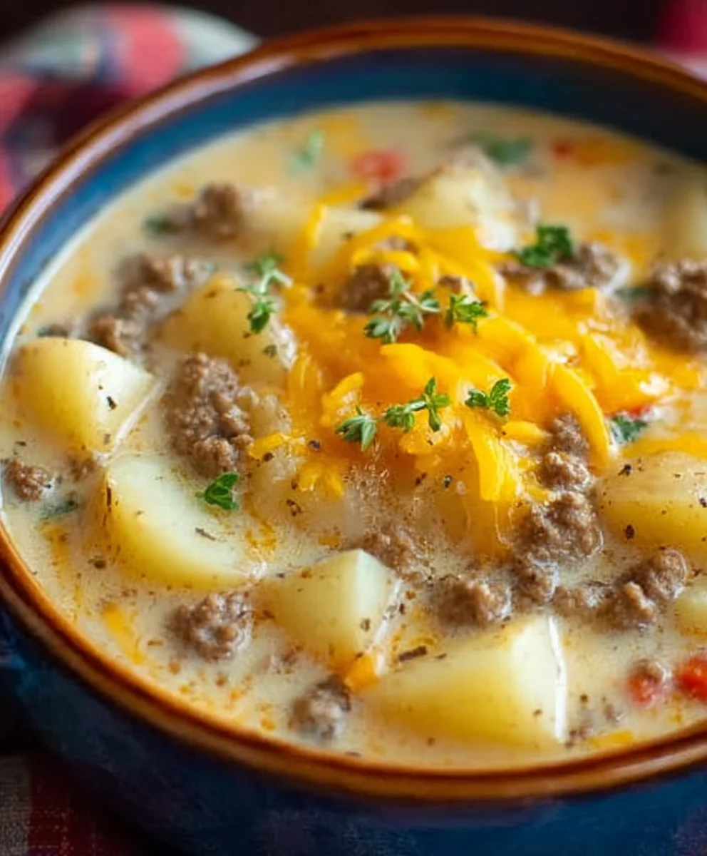Cheesy Beef Beef Hamburger Potato Soup Recipe