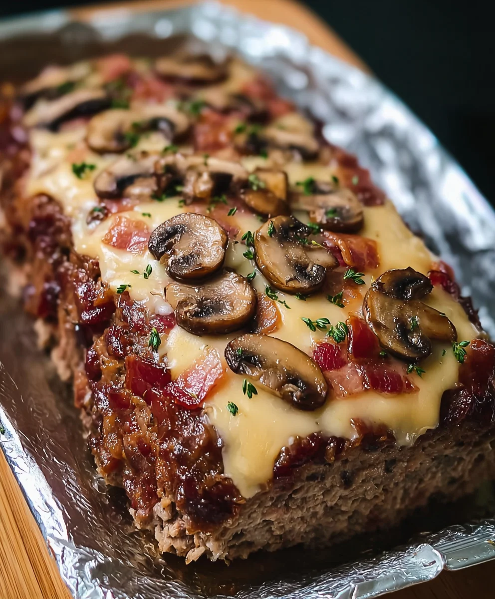 Beef Beef Bacon Mushroom Swiss Meatloaf - Ultimate Flavor