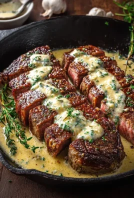 Garlic Butter Steak With Parmesan Cream Sauce