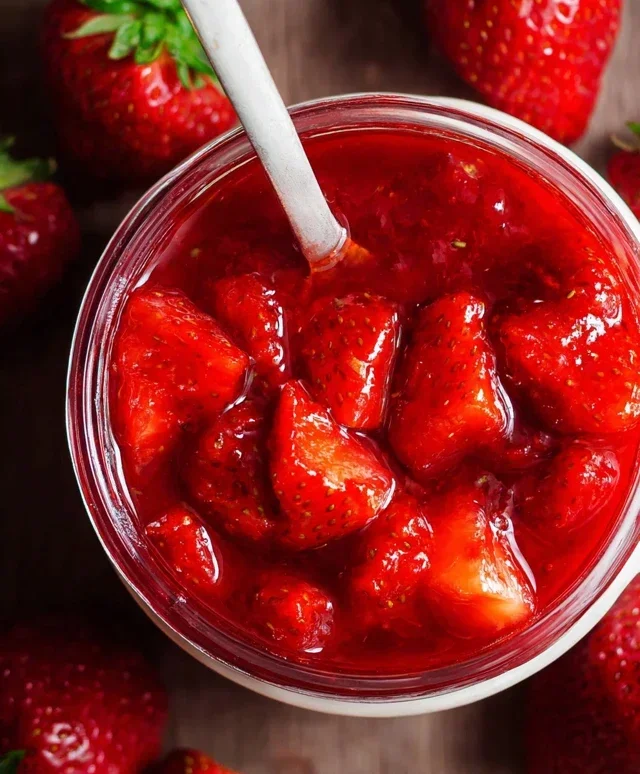 Easy Strawberry Cake with Strawberry Sauce