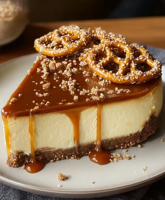 Salted Caramel Pretzel Cheesecake