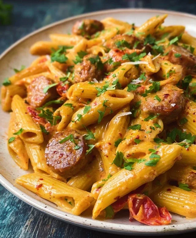 One Pot Creamy Cajun Sausage Pasta (30-Minutes)