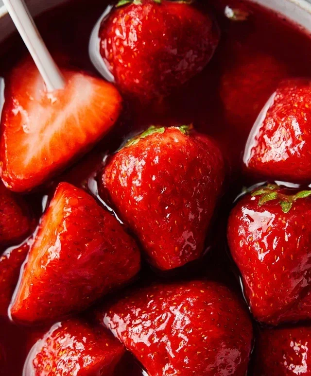 Easy Strawberry Cake with Strawberry Sauce