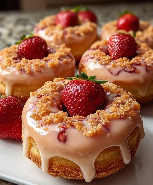 Freshly Glazed Strawberry Crunch Donuts