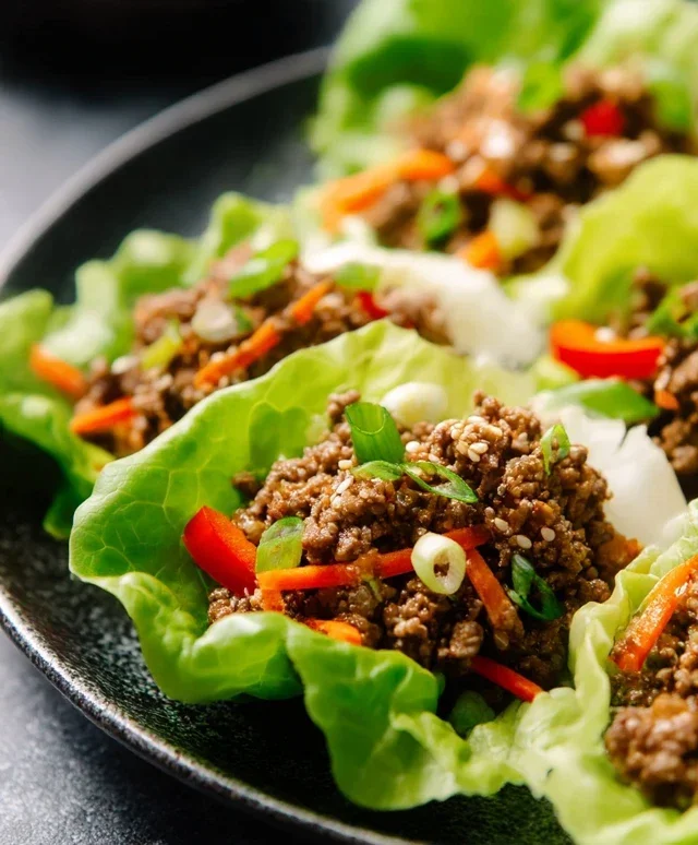 Asian Style Ground Beef Lettuce Wraps