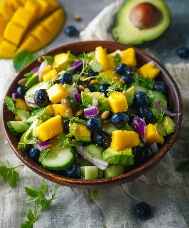 Mango Cucumber Salad with Blueberry and Avocado